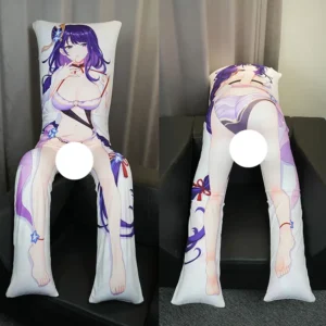 A dakimakura pillow cover/case of Raiden Shogun / Ei from Genshin Impact